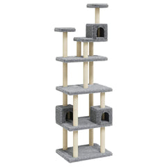 171489 vidaXL Cat Tree with Sisal Scratching Posts Light Grey 188 cm 2