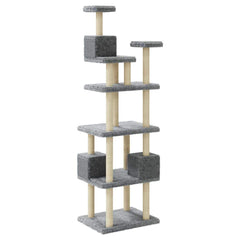 171489 vidaXL Cat Tree with Sisal Scratching Posts Light Grey 188 cm 4