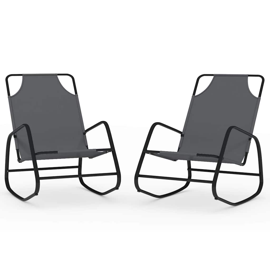 Rocking Sun Lounger Steel and Textilene Grey