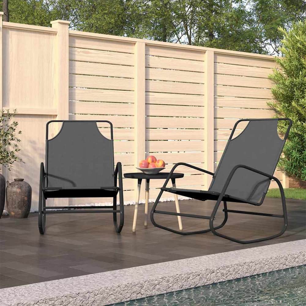 Rocking Sun Lounger Steel and Textilene Grey