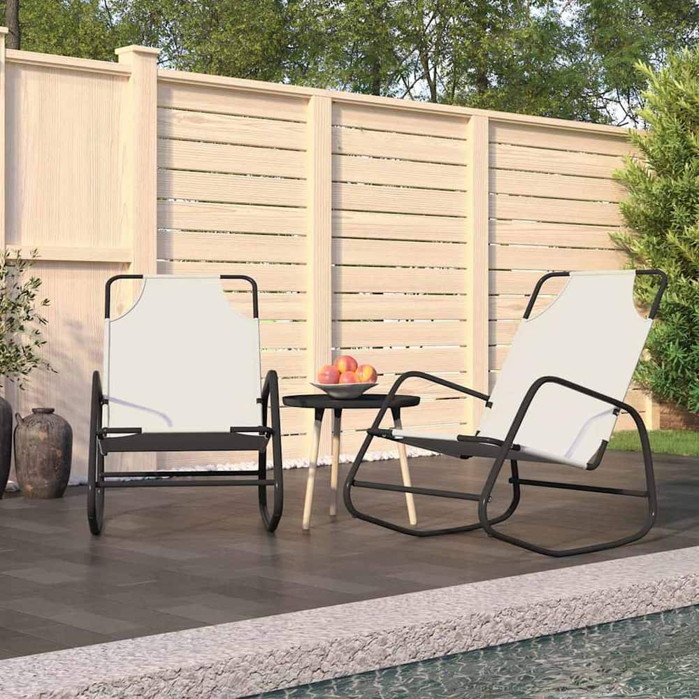 Rocking Sun Lounger Steel and Textilene Cream