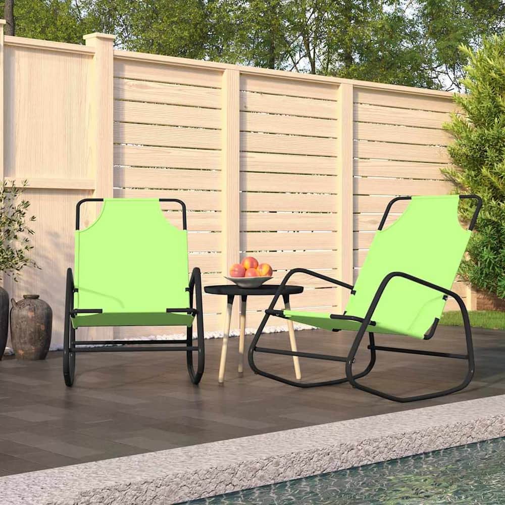 Rocking Sun Lounger Steel and Textilene Green