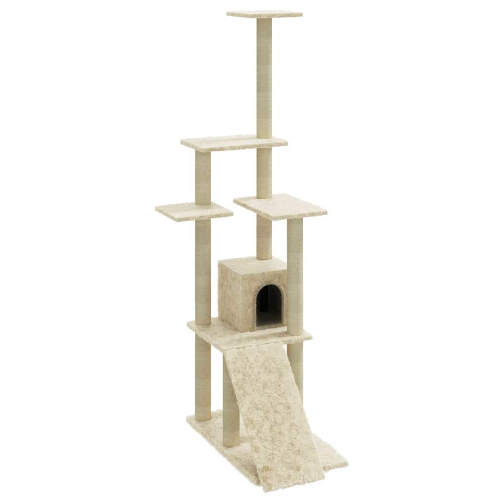 vidaXL Cat Tree | Cream | Engineered wood, plush, sisal | Medium | Cat Tree 2