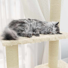 vidaXL Cat Tree | Cream | Engineered wood, plush, sisal | Medium | Cat Tree 4