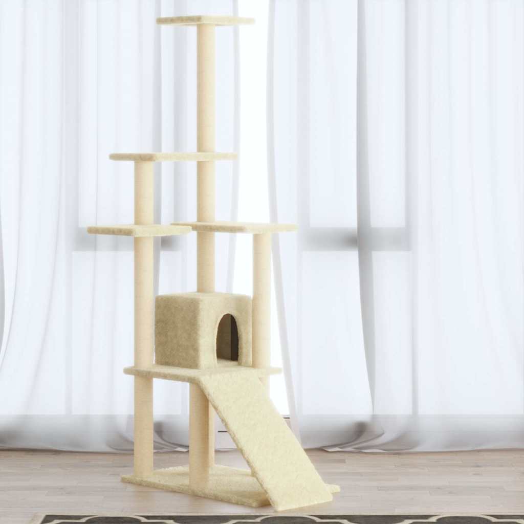 vidaXL Cat Tree | Cream | Engineered wood, plush, sisal | Medium | Cat Tree 1
