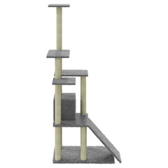 vidaXL Cat Tree | Light grey | Engineered wood | 155 cm tall | Durable 6