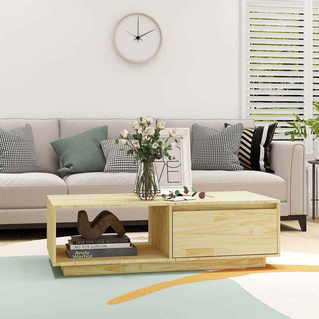 vidaXL Coffee Table | Natural | Solid Pinewood | Medium | Storage | Coffee Table 3