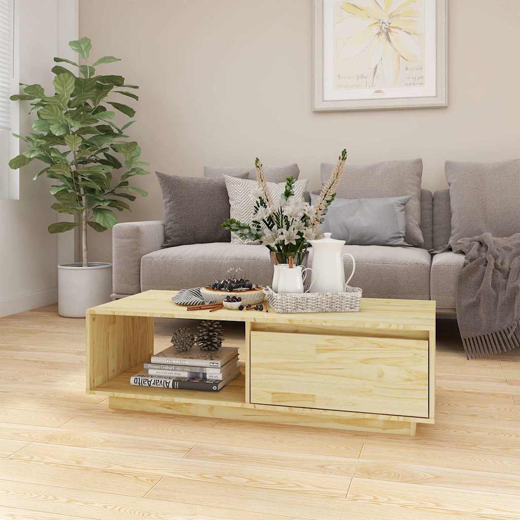 vidaXL Coffee Table | Natural | Solid Pinewood | Medium | Storage | Coffee Table 1