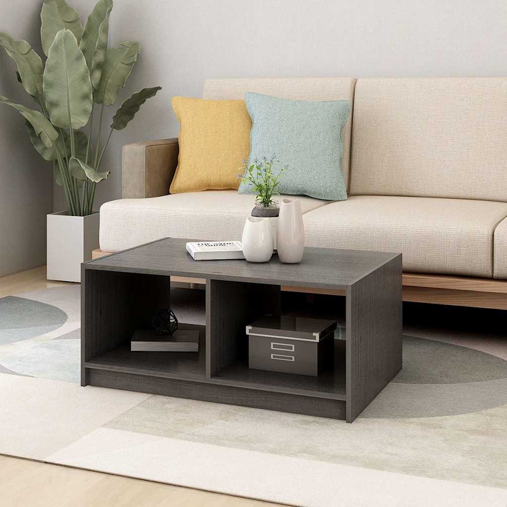 vidaXL Coffee Table | Grey | Solid Pinewood | Medium | Coffee Table 3