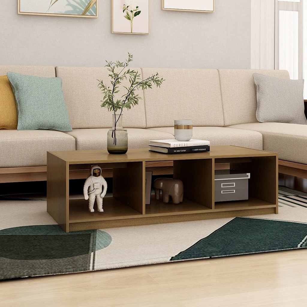 vidaXL Coffee Table | Honey Brown | Solid Pinewood | Storage | Coffee Table 3