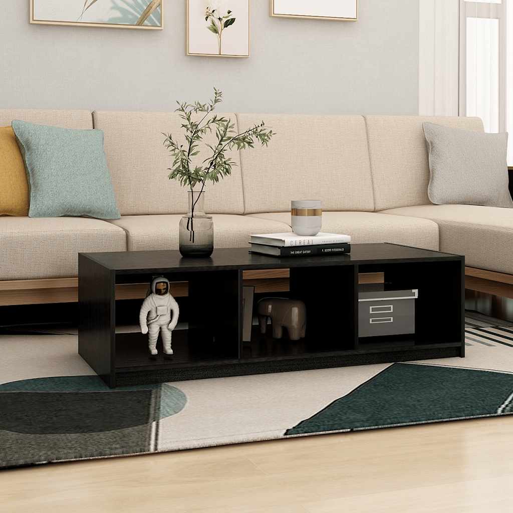 vidaXL Coffee Table Black 110x50x34 cm Solid Pinewood 3