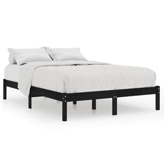 vidaXL Bed Frame without Mattress Black Solid Wood King Size 2