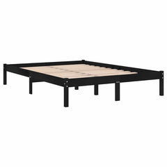 vidaXL Bed Frame without Mattress Black Solid Wood King Size 3
