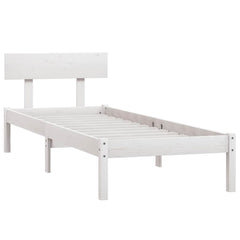 vidaXL Bed Frame without Mattress White Solid Wood Pine Single 3