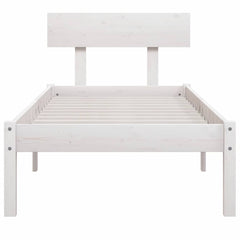 vidaXL Bed Frame without Mattress White Solid Wood Pine Single 4