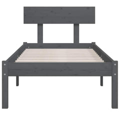 vidaXL Bed Frame | Grey | Solid pinewood | Single | Durable | Bed Frame 4