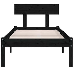 vidaXL Bed Frame without Mattress Black Solid Wood Pine Single 4