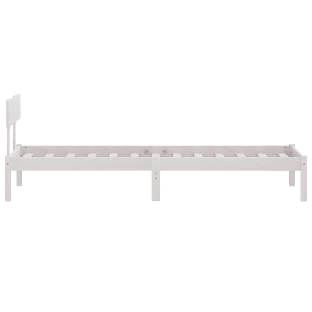 vidaXL Bed Frame without Mattress White Solid Wood 90x200 cm 5