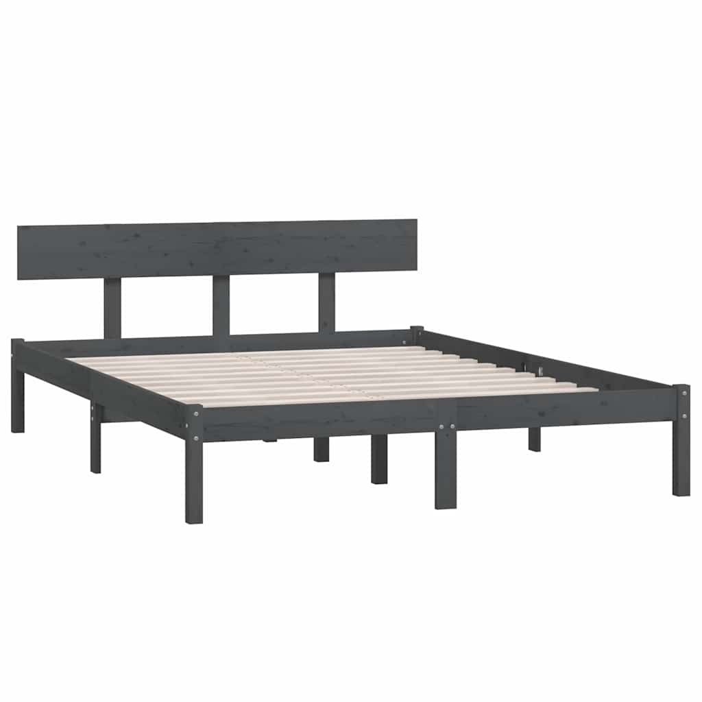 vidaXL Bed Frame without Mattress Grey Solid Wood 200x200 cm 3