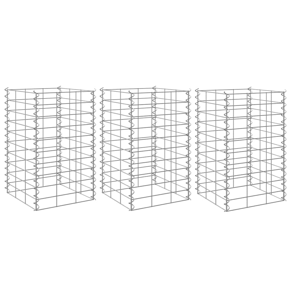 vidaXL Gabion Raised Beds 3 pcs 30x30x50 cm Iron 1