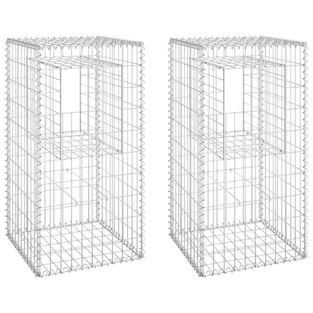 vidaXL Gabion Basket Posts 2 pcs 50x50x100 cm Iron 2