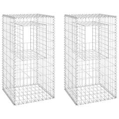 vidaXL Gabion Basket Posts 2 pcs 50x50x100 cm Iron 2