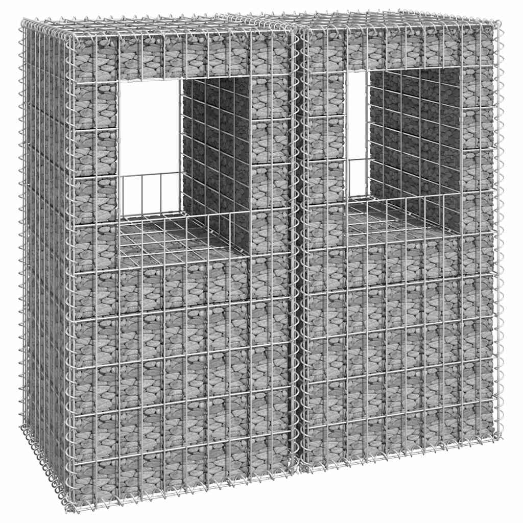 vidaXL Gabion Basket Posts 2 pcs 50x50x100 cm Iron 1