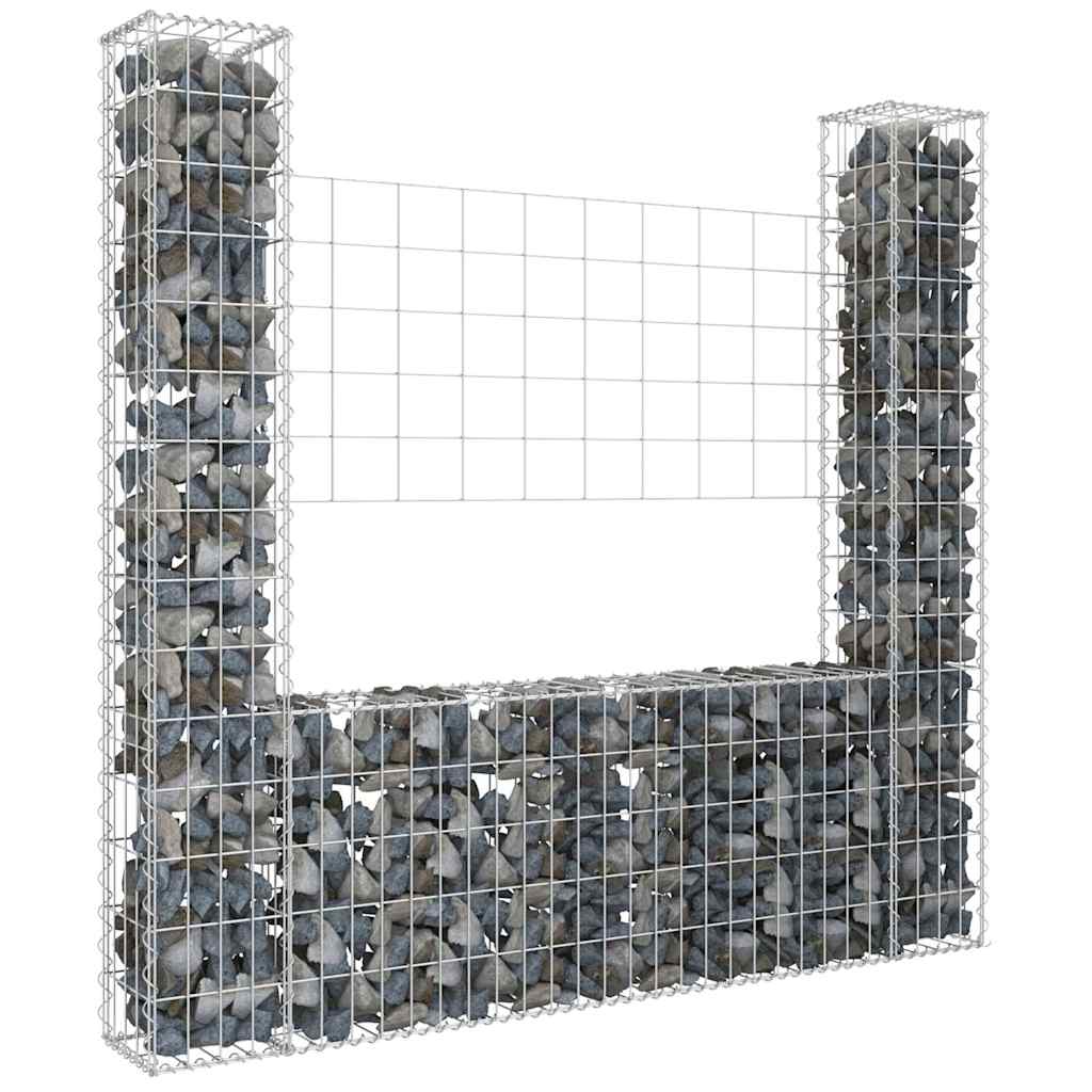 U-shape Gabion Basket with 2 Posts Iron Height 150 cm 140 cm