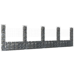 U-shape Gabion Basket with 2 Posts Iron Height 150 cm 500 cm