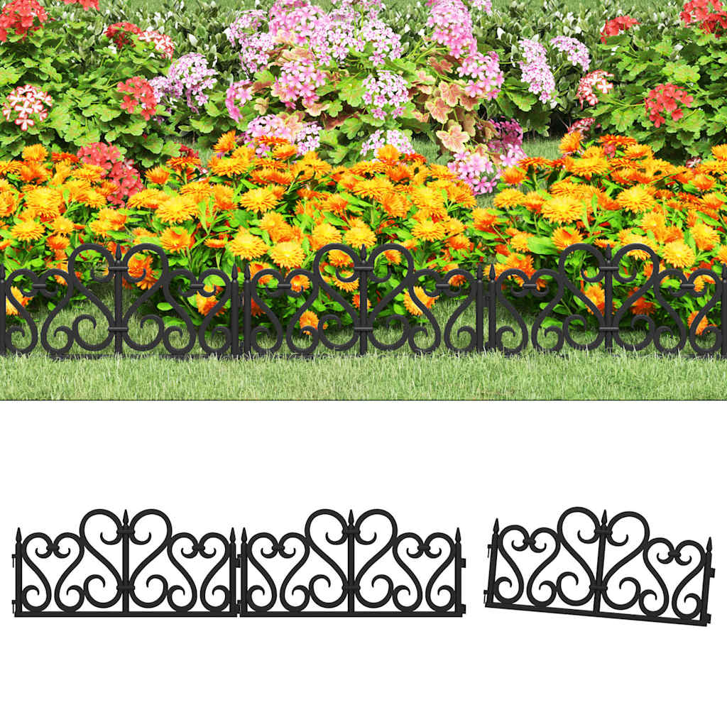 vidaXL Lawn Edgings 17 pcs Black 10 m PP 1