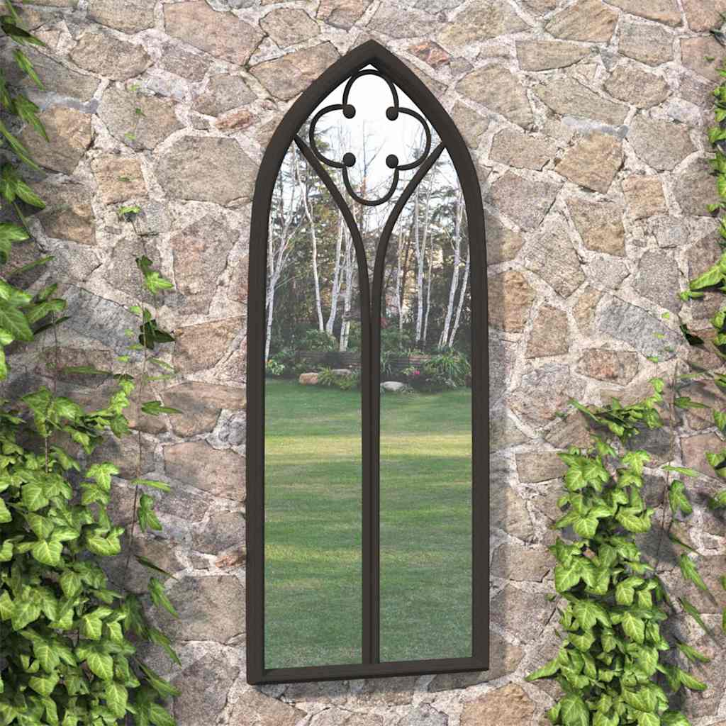 Garden Mirror Iron Outdoor Use Black