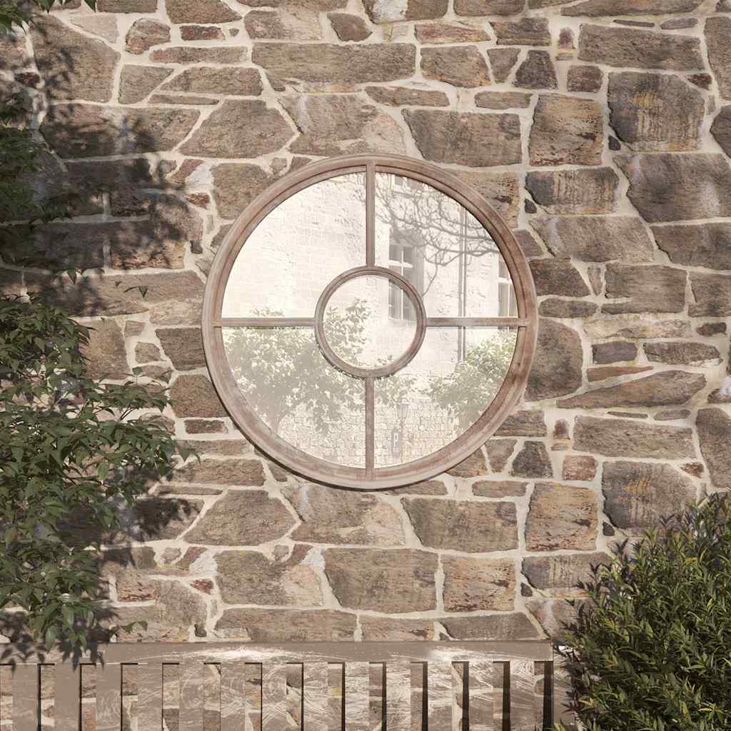 Garden Mirror Iron Round for Outdoor Use Sand 60 x 4 cm