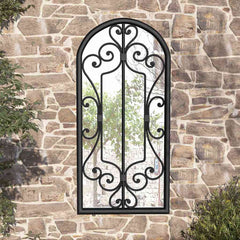 Garden Mirror Iron for Outdoor Use Black 100 cm 45 cm