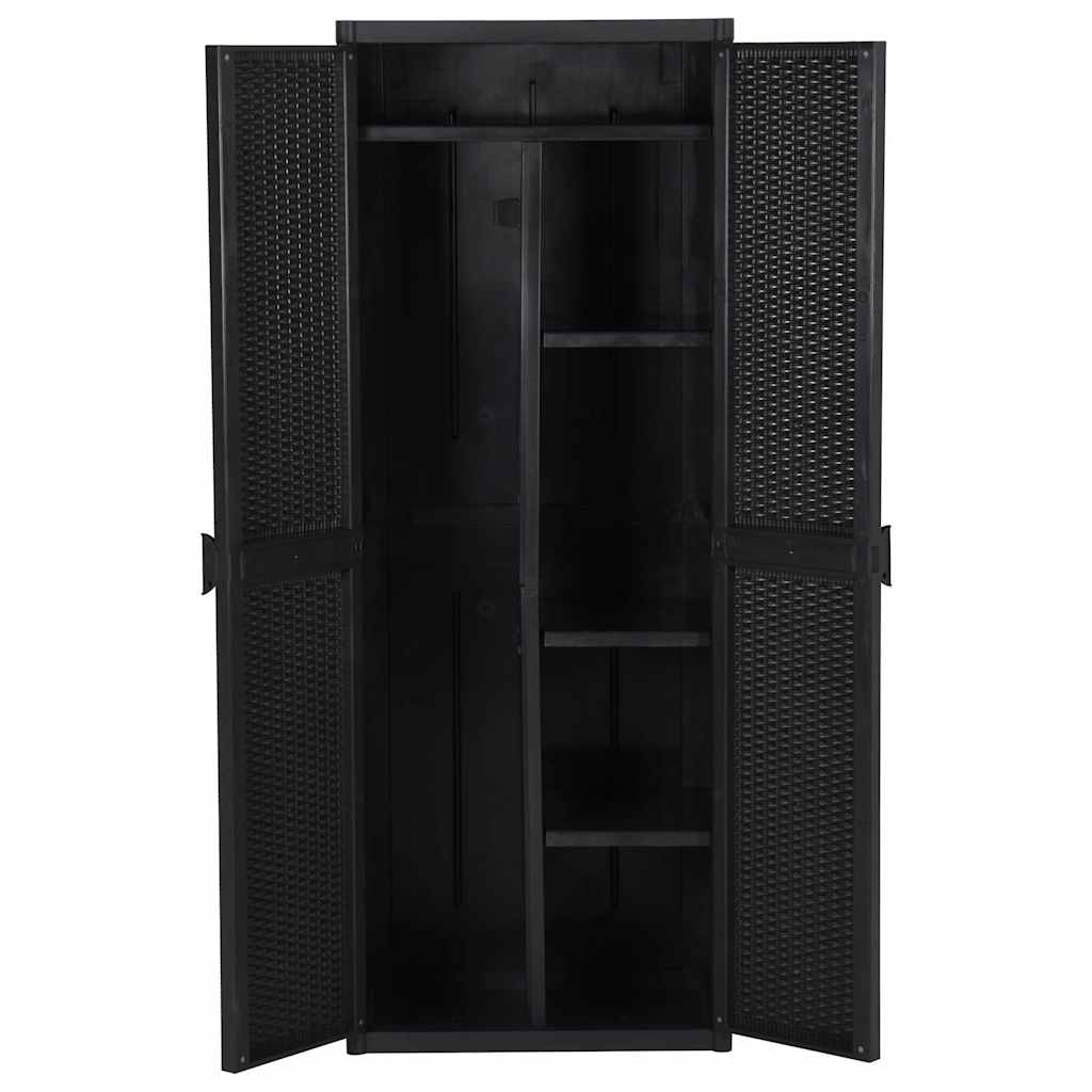 Garden Storage Cabinet Black PP, image 3