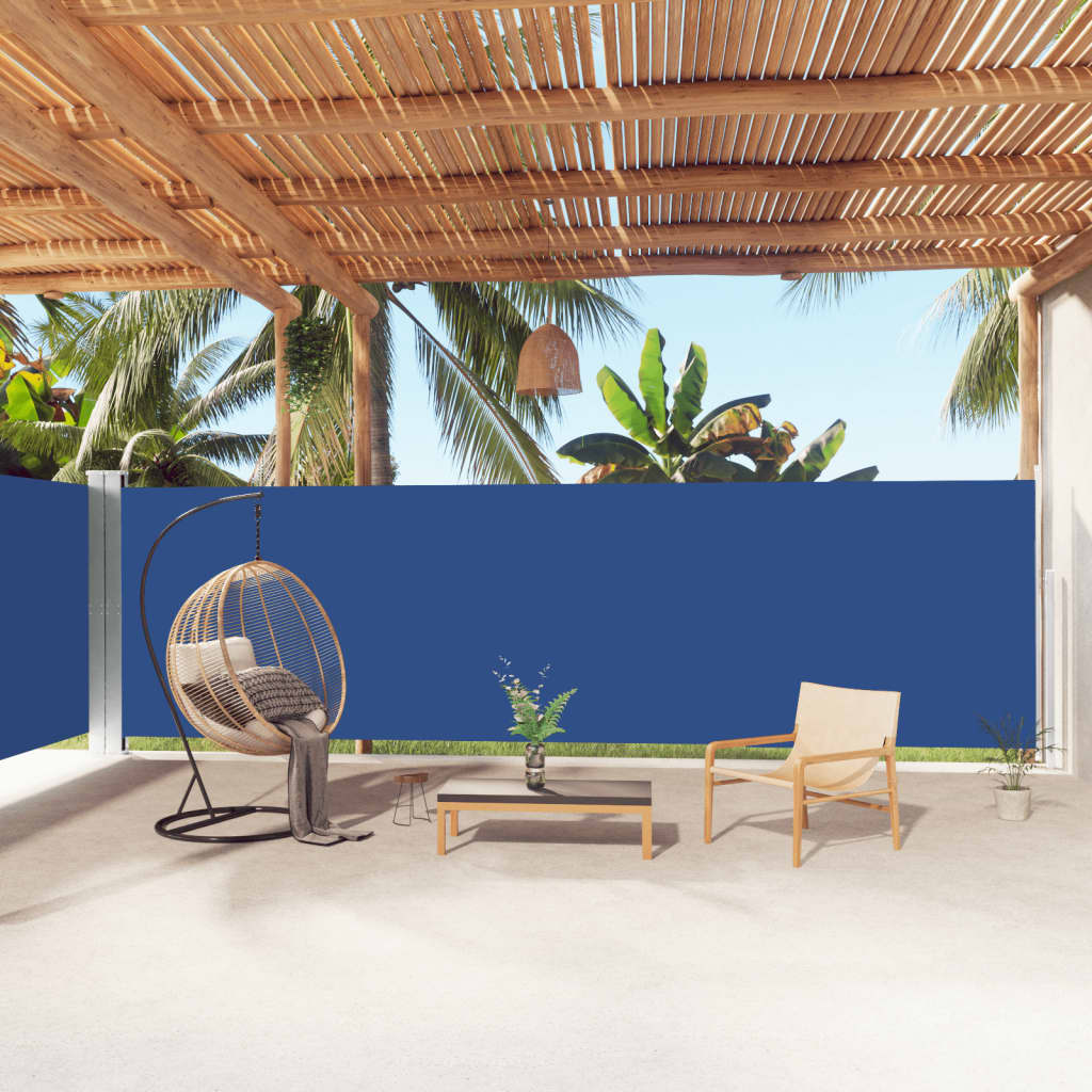 vidaXL Retractable Side Awning Blue 180x1000 cm 1