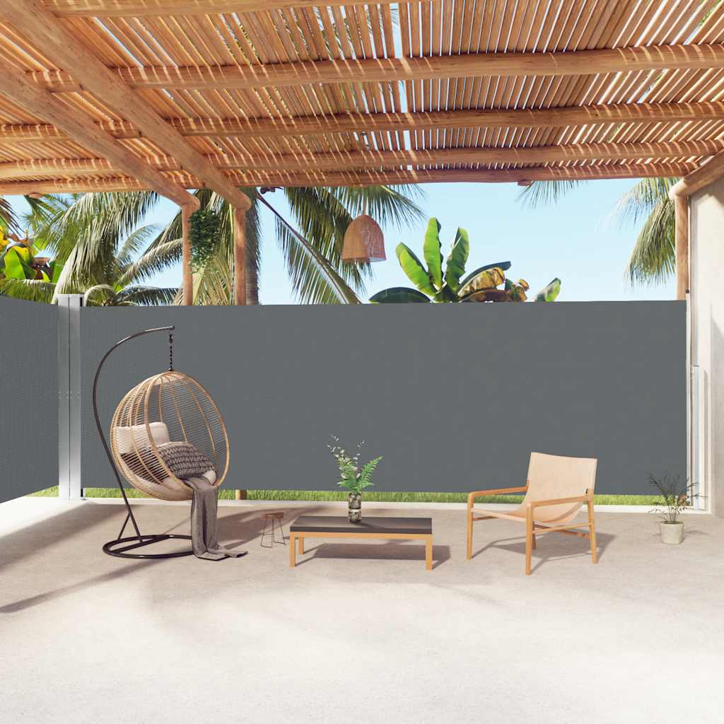 vidaXL Retractable Side Awning Anthracite 200x1000 cm 1