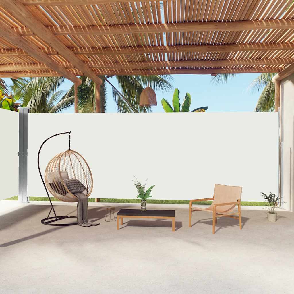 vidaXL Retractable Side Awning Cream 220x1000 cm 1