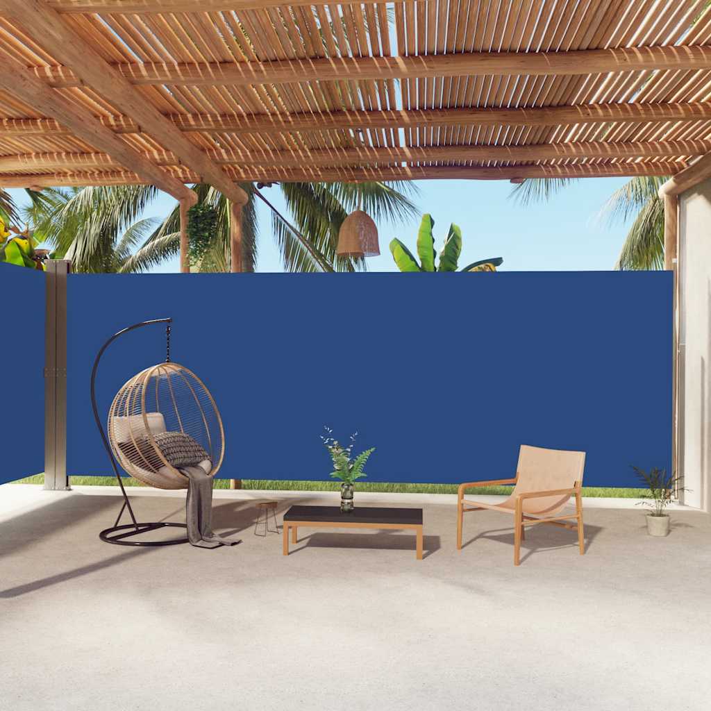 vidaXL Retractable Side Awning Blue 220x1000 cm 1
