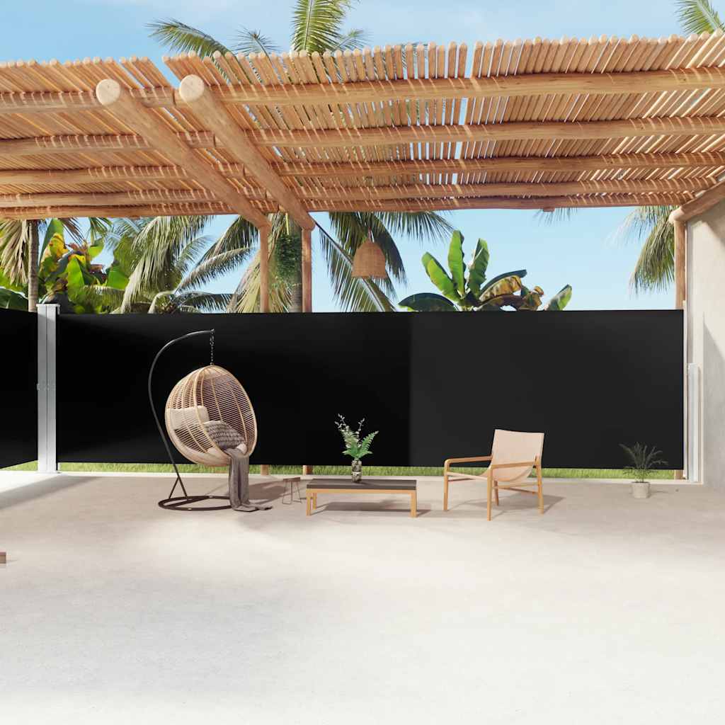 vidaXL Retractable Side Awning Black 200x1200 cm 1