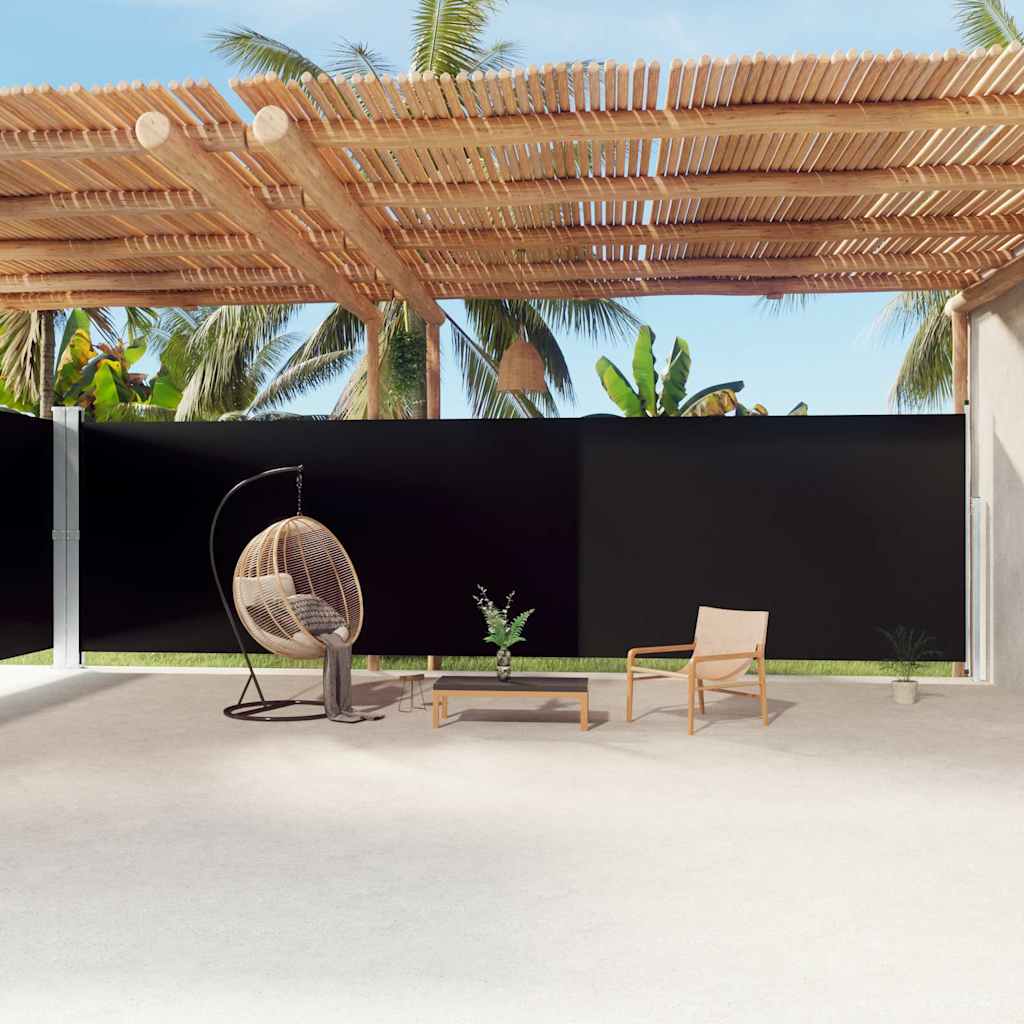 Retractable Side Awning Black 220 x 1000–220 x 1200 cm 220 x 1200 cm