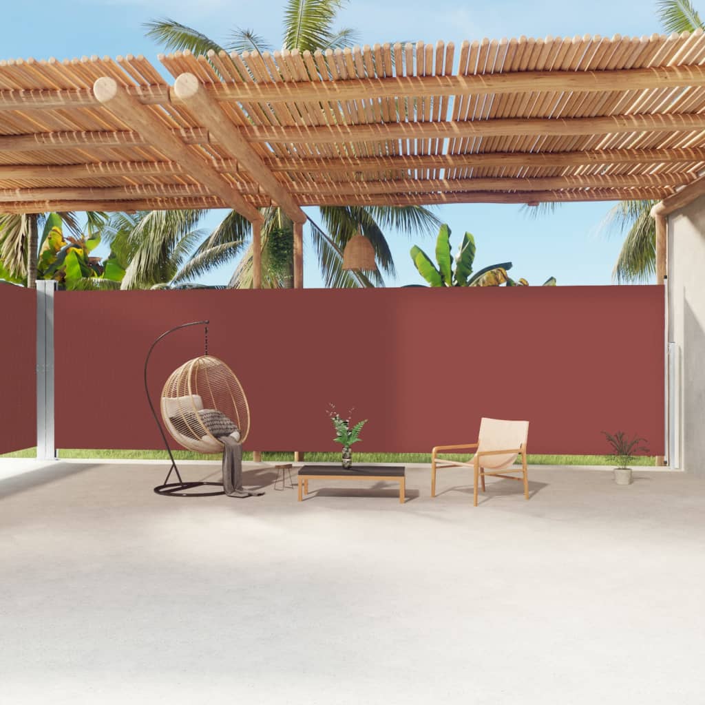 vidaXL Retractable Side Awning Brown 220x1200 cm 1