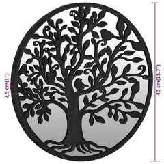 vidaXL Mirror | Black | Iron, Glass | 40 cm | Decorative Inlays | Mirror | Round 6