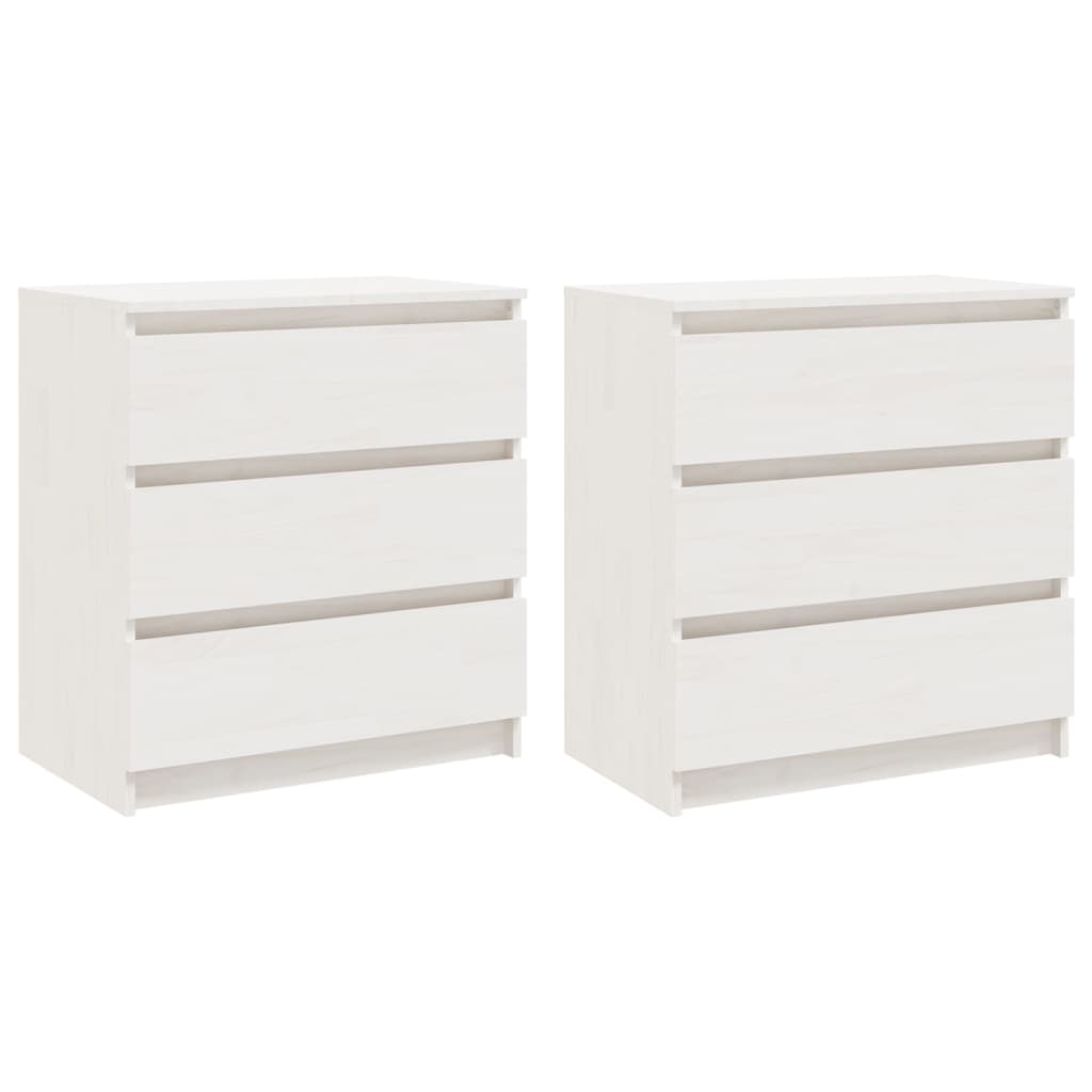 vidaXL Bedside Cabinets 2 pcs White 60x36x64 cm Solid Pinewood 2