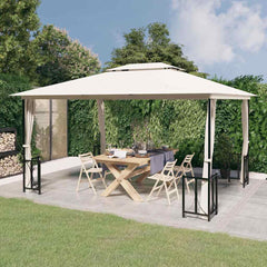 Gazebo with Sidewalls&Double Roofs Cream 3 x 4 m