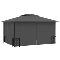 Gazebo with Sidewalls&Double Roofs Anthracite 3 x 4 m