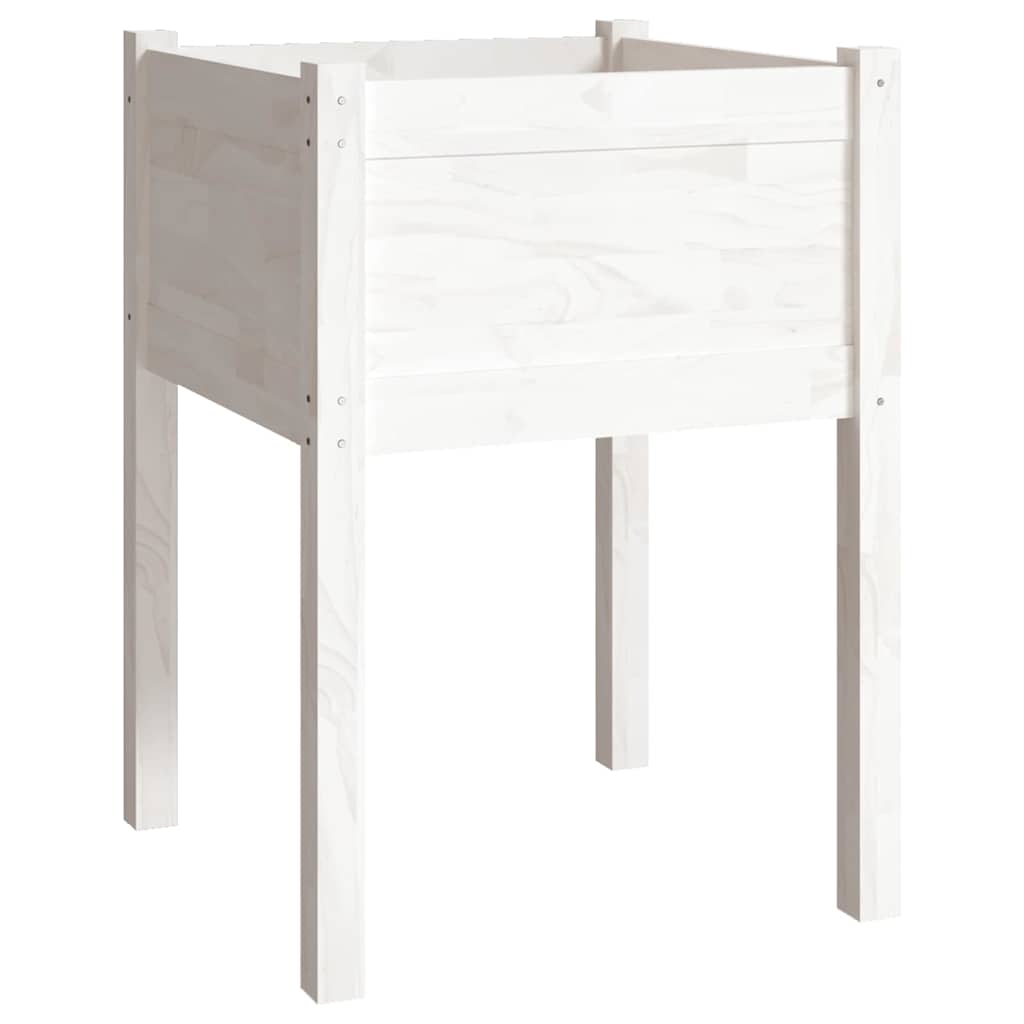 vidaXL Planter | Set of 2 | White | Solid pinewood | 50x50x70 cm | Durable 4