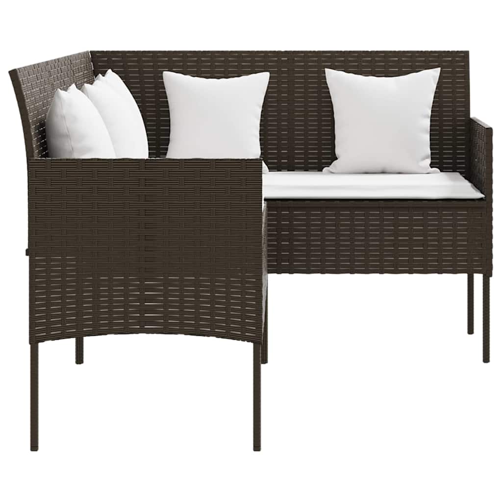 vidaXL L-shaped Couch Sofa with Cushions Poly Rattan Brown 4