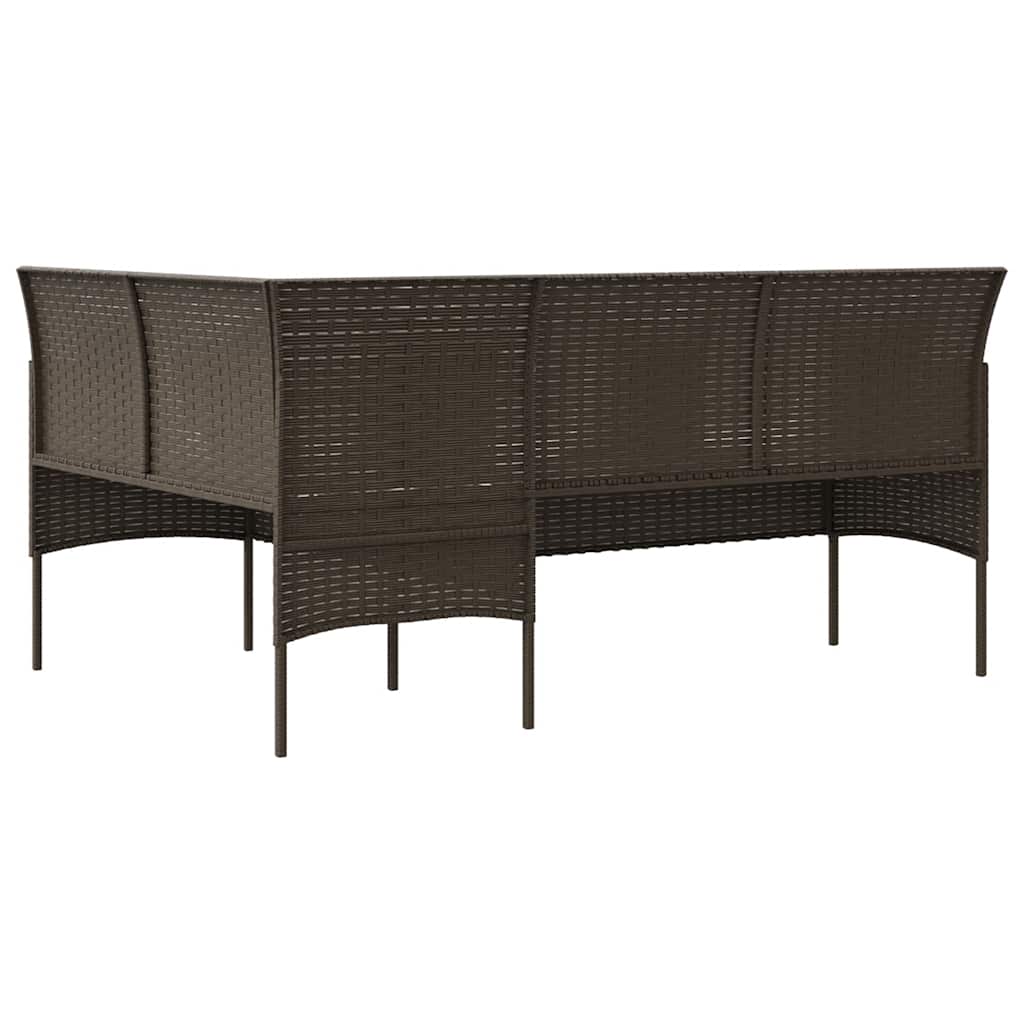 vidaXL L-shaped Couch Sofa with Cushions Poly Rattan Brown 5