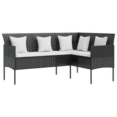 vidaXL L-shaped Couch Sofa with Cushions Poly Rattan Black 2