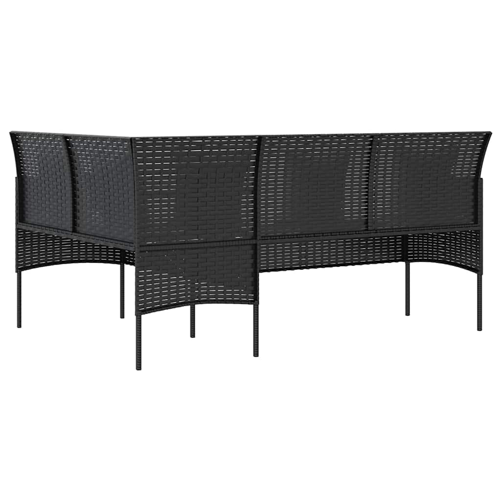 vidaXL L-shaped Couch Sofa with Cushions Poly Rattan Black 5